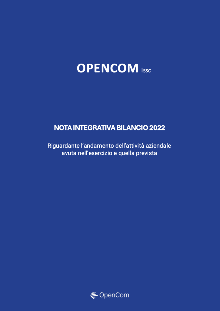 Nota Integrativa Bilancio sociale Opencom 2022